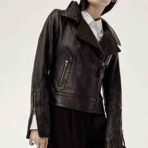 Aritizia x Mackage Black "Kenya" Luxe Leather Lambskin Moto Jacket (Size XXS)